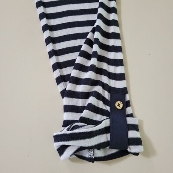 Chaus Women's Navy Stripe Zipper Back Long Sleeve Top - Picture 7 of 10